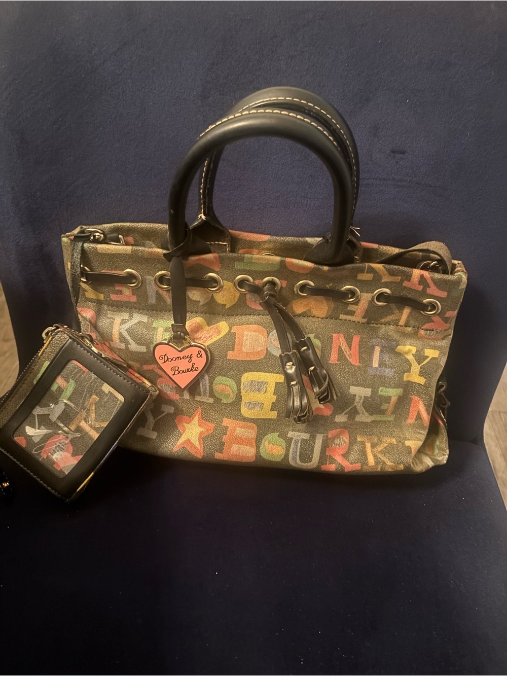 Dooney & Bourke Multicolor Canvas Logo Satchel y2k